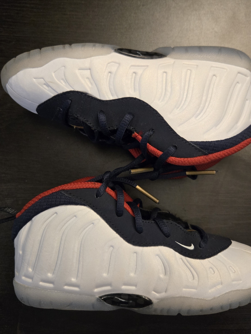 Nike Little Posite One "Obsidian/White/Red" Toddler Kids' Shoe Size 10C